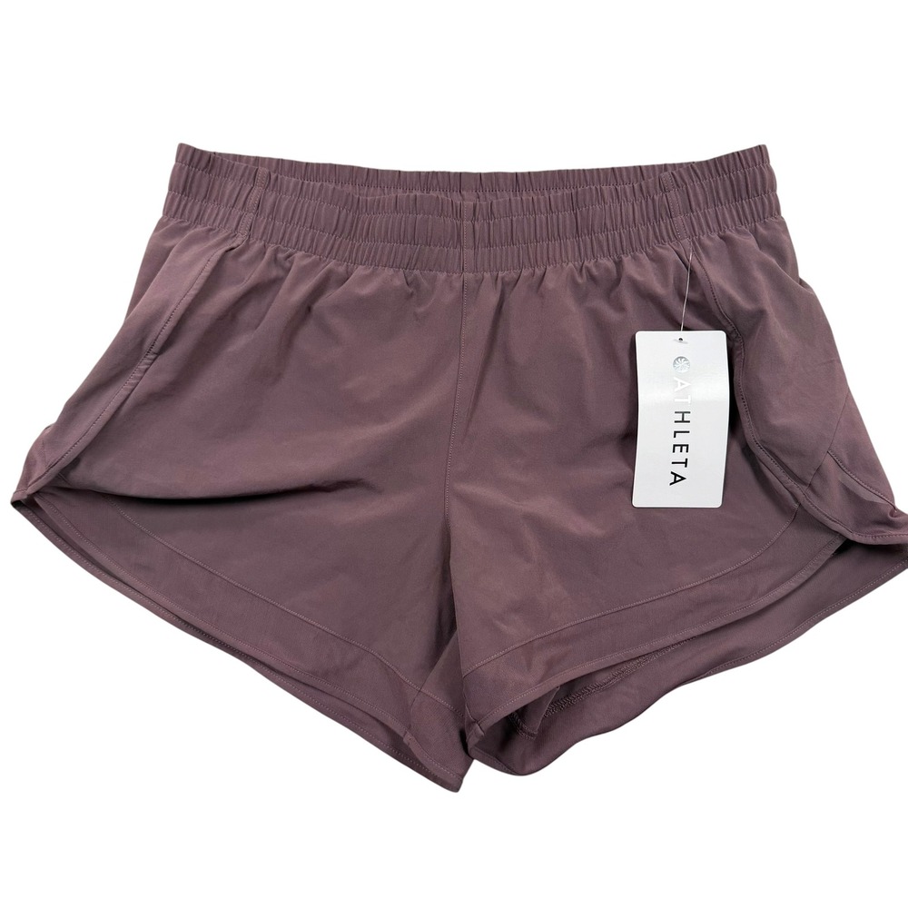 Athleta Mesh Racer Run Short Women M Purple 4" Inseam Recycled Breathable Active